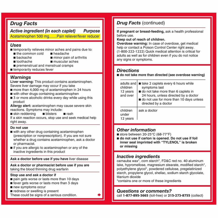 Tylenol Extra Strength Caplets (44910)