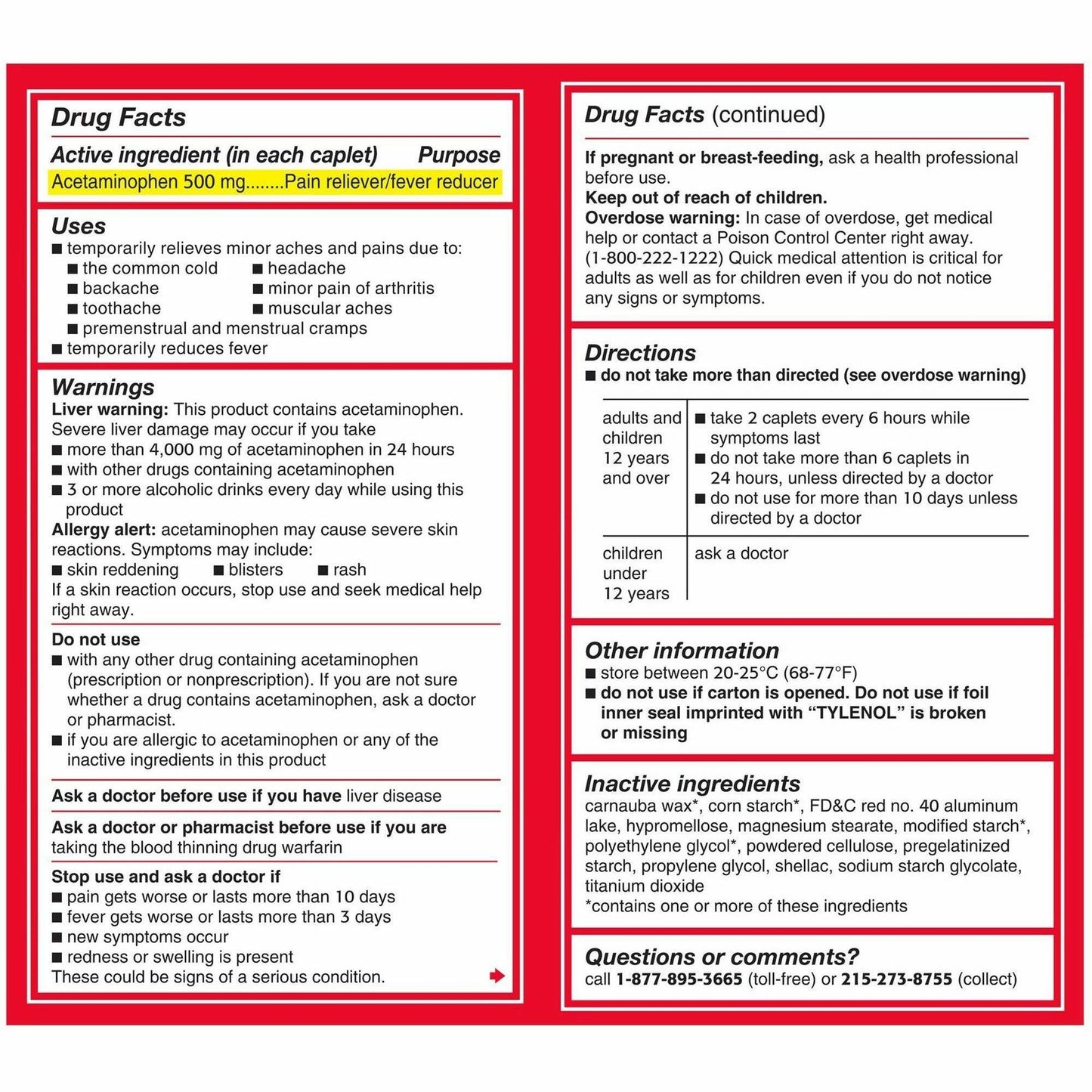 Tylenol Extra Strength Caplets (44910)