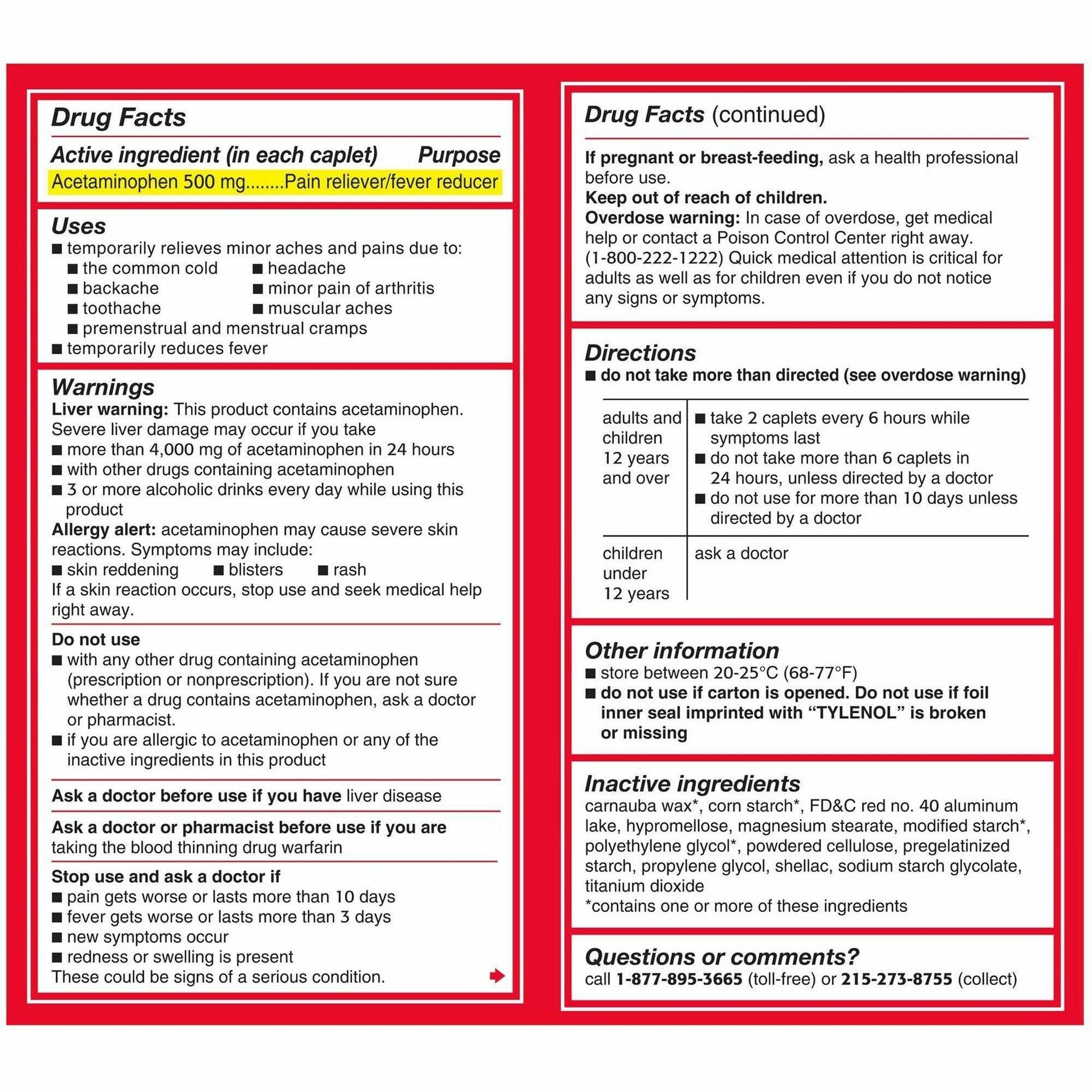 Tylenol Extra Strength Caplets (44910)