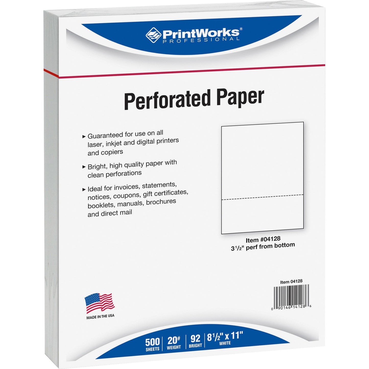 PrintWorks Professional Pre-Perforated Paper for Invoices, Statements, Gift Certificates & More (04128)