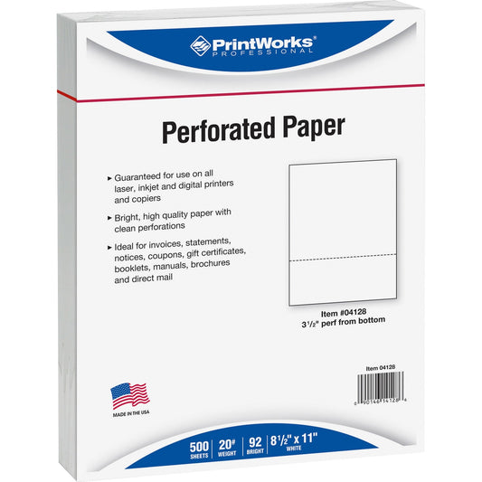 PrintWorks Professional Pre-Perforated Paper for Invoices, Statements, Gift Certificates & More (04128)