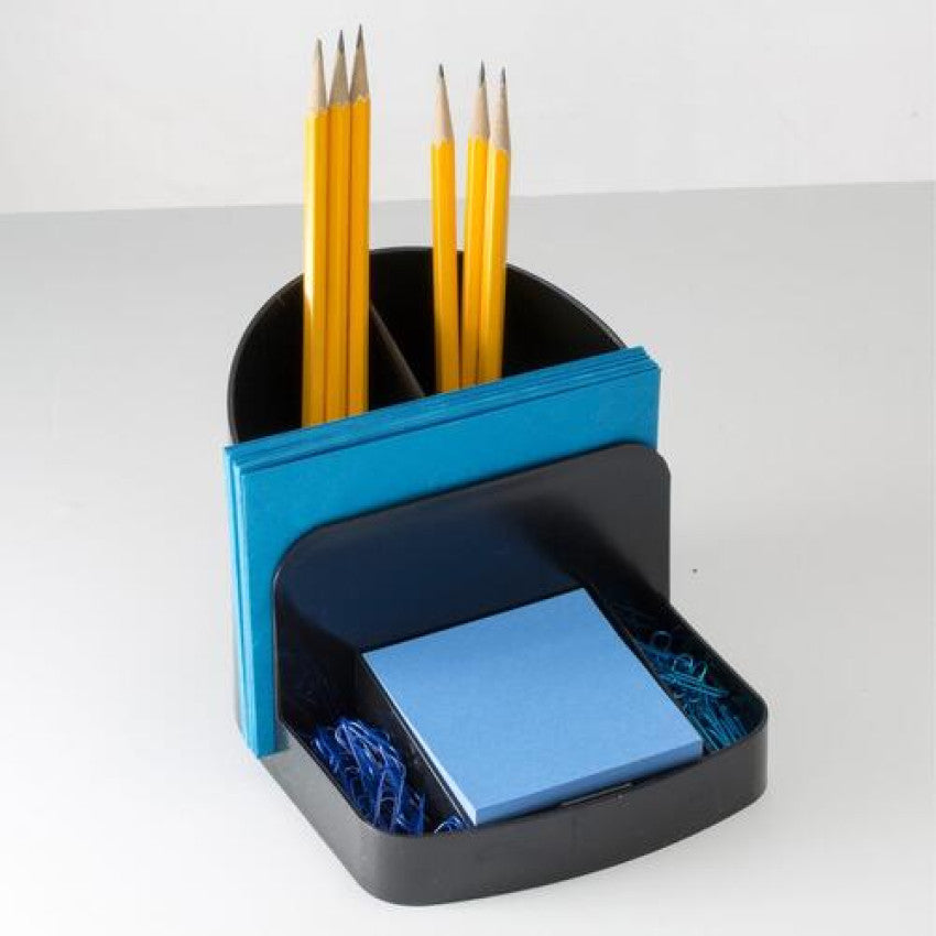 Officemate Recycled Desktop Supplies Organizer, 5 Compartments, Plastic, 5.38 x 6.75 x 5, Black (26022)