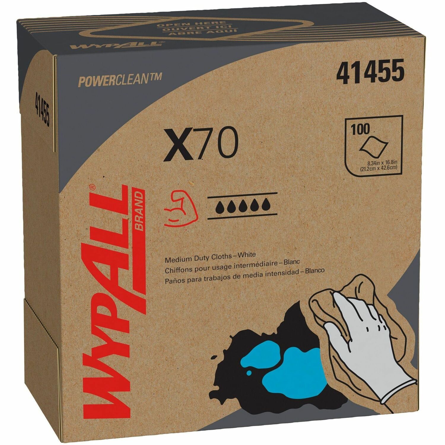 Wypall PowerClean X70 Medium Duty Cloths - Pop-Up Box (41455)