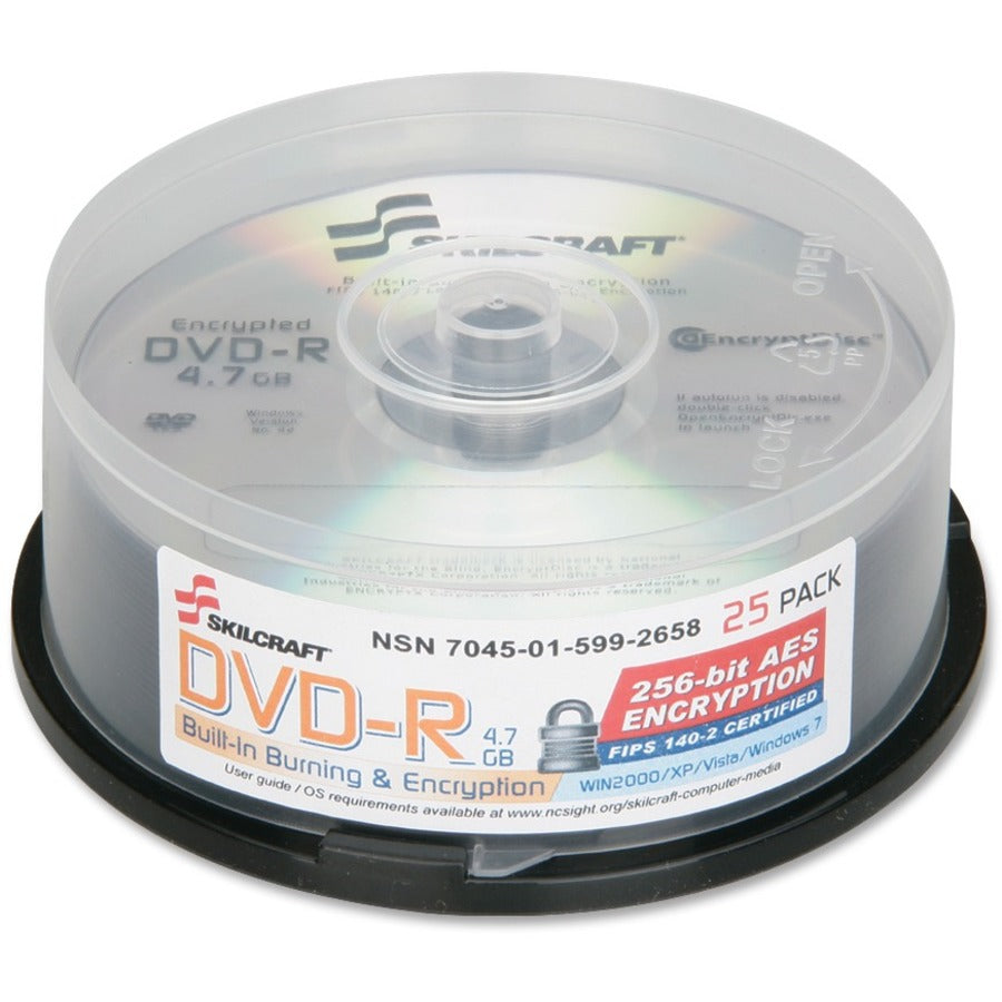 SKILCRAFT DVD Recordable Media - DVD-R - 8x - 4.70 GB - 25 Pack Spindle (5992658)