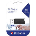 Microban Verbatim 16GB Pinstripe USB Flash Drive - Black (49063)