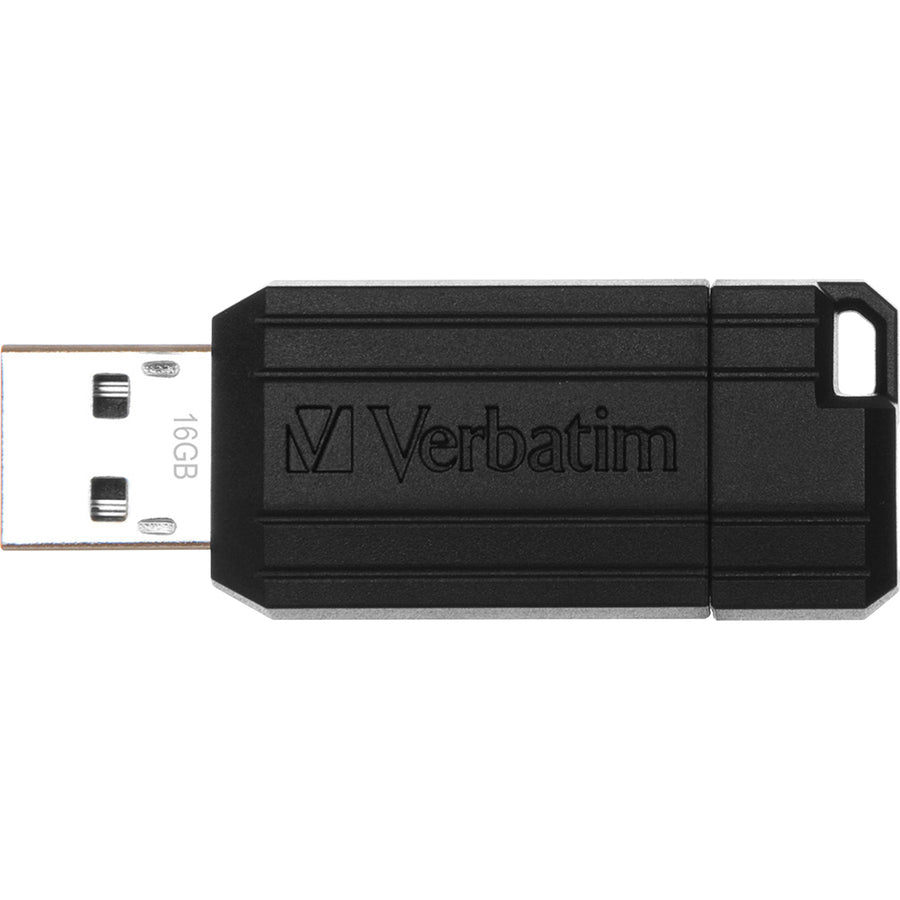 Microban Verbatim 16GB Pinstripe USB Flash Drive - Black (49063)