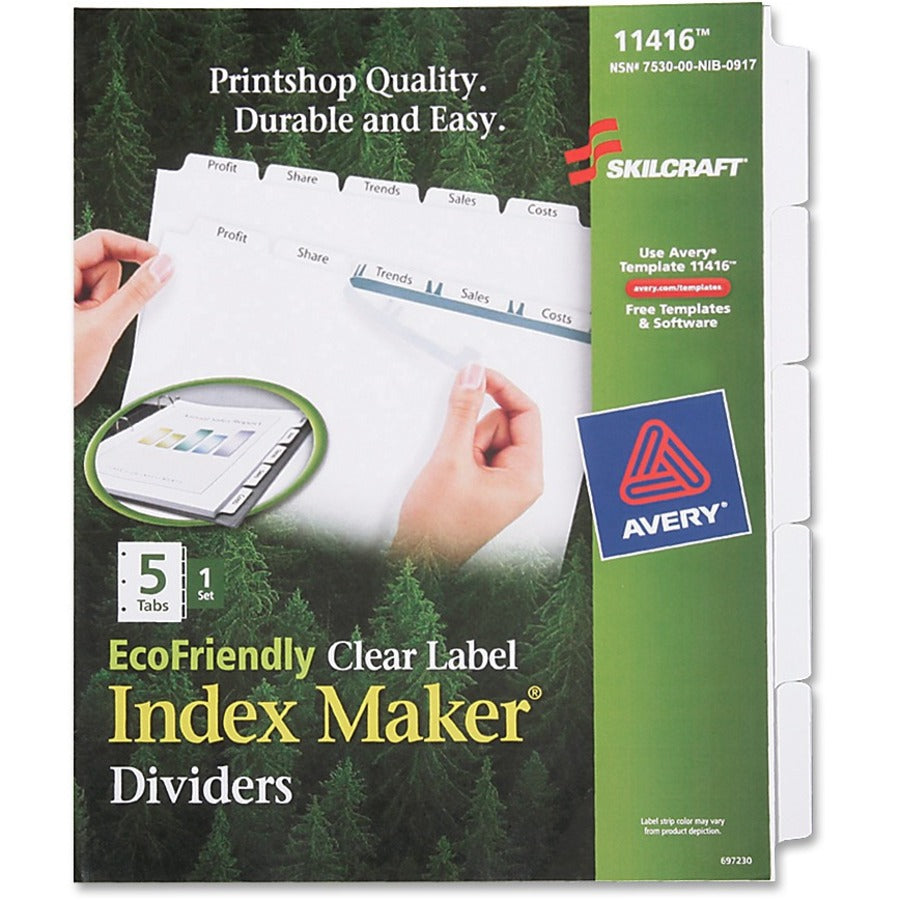 SKILCRAFT Clear Label Index Maker Dividers (7530016006977)