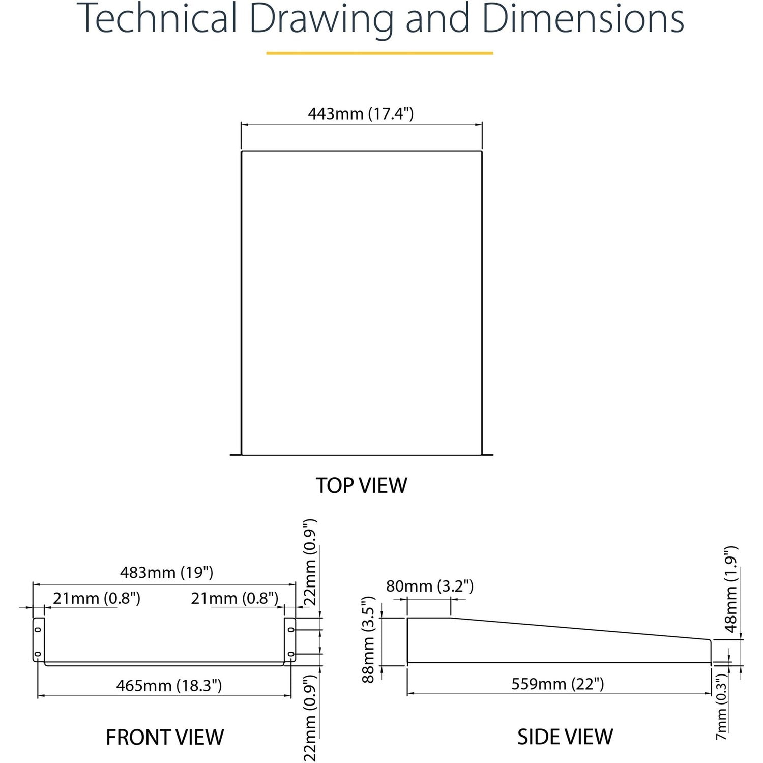 StarTech 2u 22in Fixed Rack Mount Cantilever Shel (CABSHELF22)