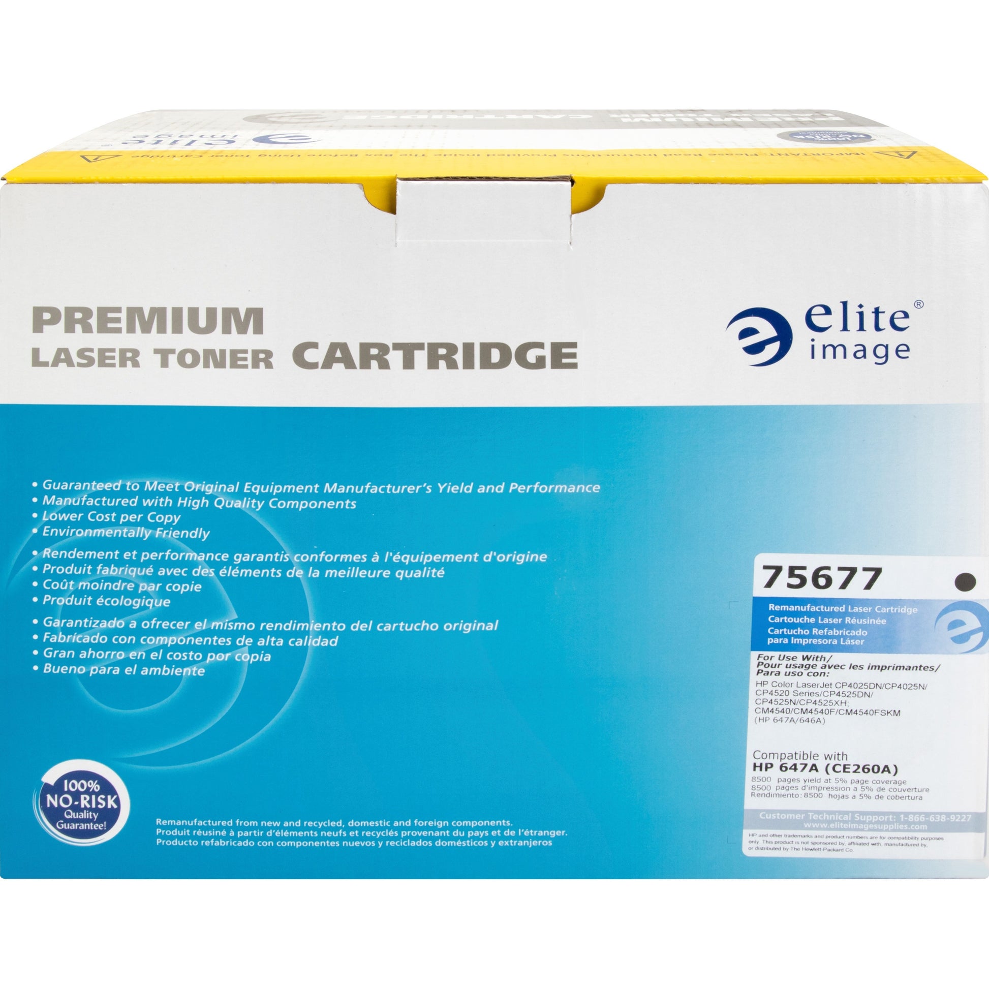 Elite Image Remanufactured Laser Toner Cartridge - Alternative for HP 647A (CE260A) - Black - 1 Each (75677)