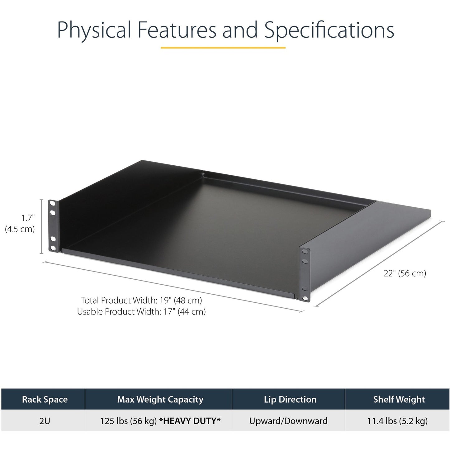 StarTech 2u Fixed Sever Rack Mount Shelf (CABSHELFHD)
