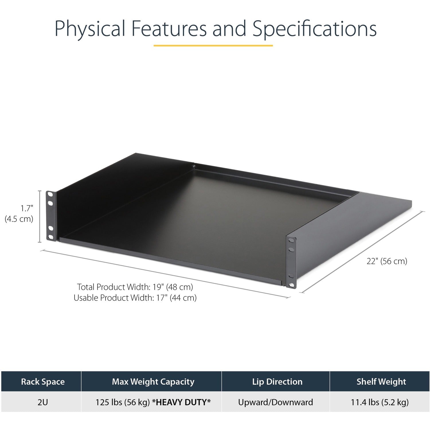 StarTech 2u Fixed Sever Rack Mount Shelf (CABSHELFHD)