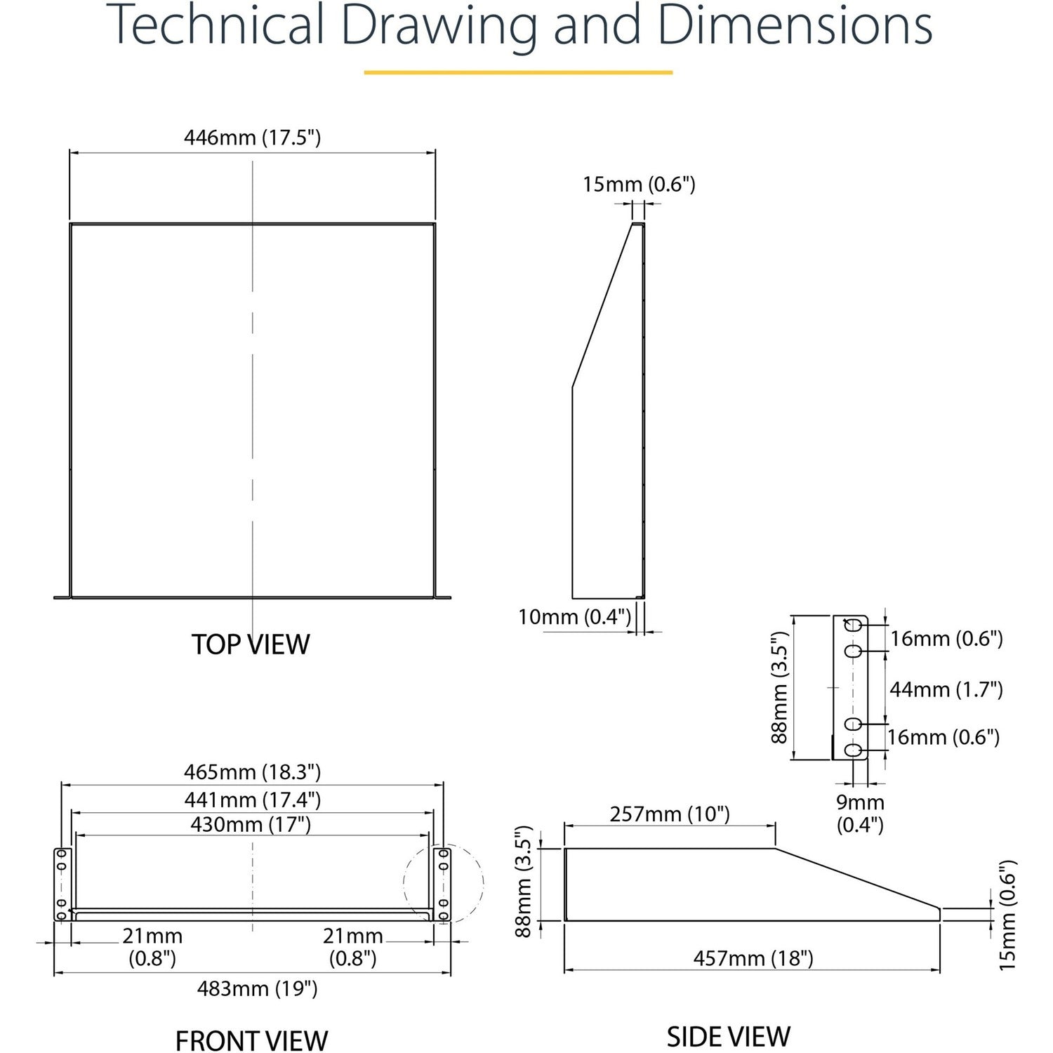 StarTech 2u Fixed Sever Rack Mount Shelf (CABSHELFHD)
