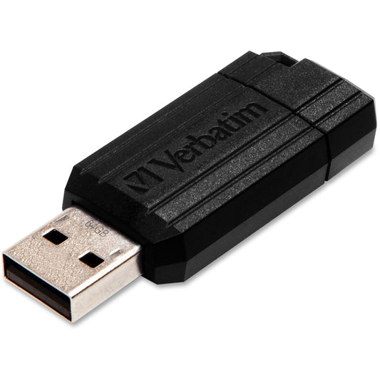 Microban 64GB PinStripe USB Flash Drive - Black (49065)