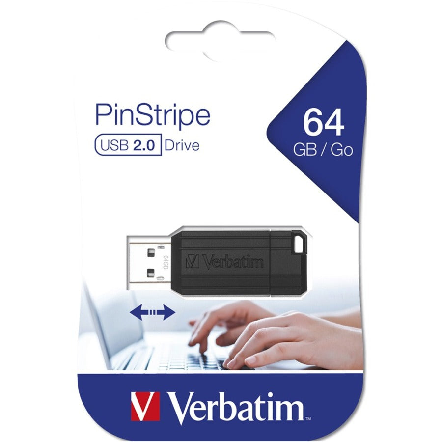 Microban 64GB PinStripe USB Flash Drive - Black (49065)