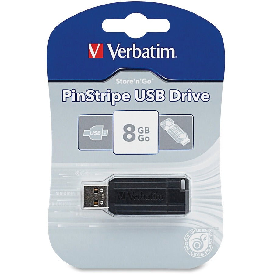 Microban 8GB PinStripe USB Flash Drive - Black (49062)