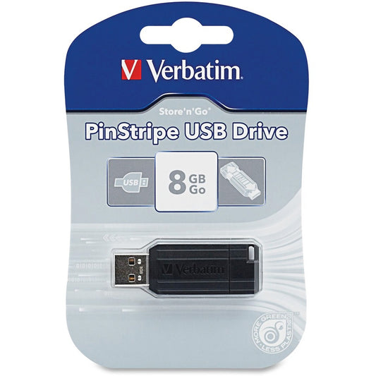 Microban 8GB PinStripe USB Flash Drive - Black (49062)