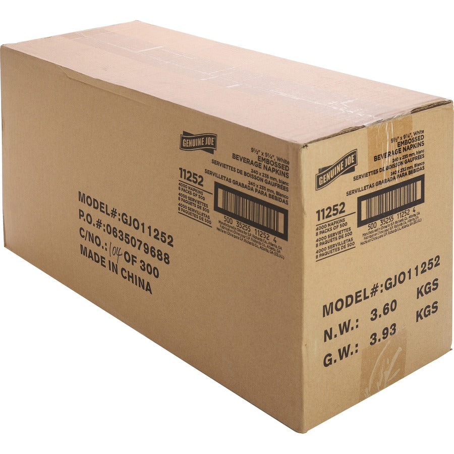 Genuine Joe Quad-fold Square Beverage Napkins (11252)