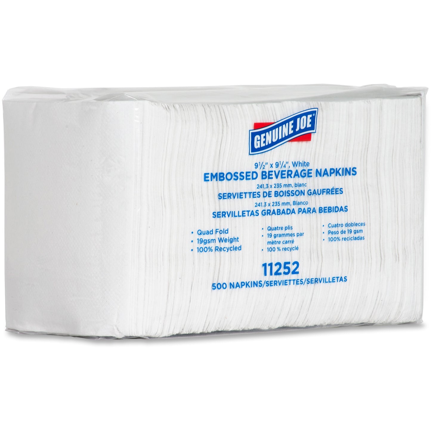 Genuine Joe Quad-fold Square Beverage Napkins (11252)