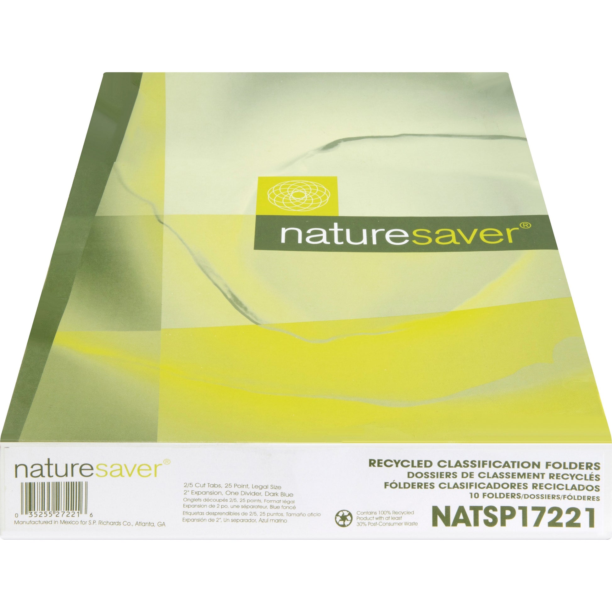 Nature Saver 2/5 Tab Cut Legal Recycled Classification Folder (SP17221)