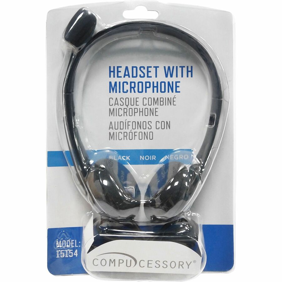 Compucessory Lightweight Stereo Headphones with Mic (15154)