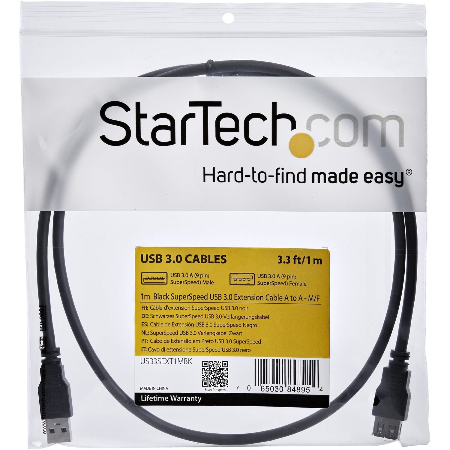 StarTech 1m Black Usb 3.0 Extension Cable M/f (USB3SEXT1MBK)