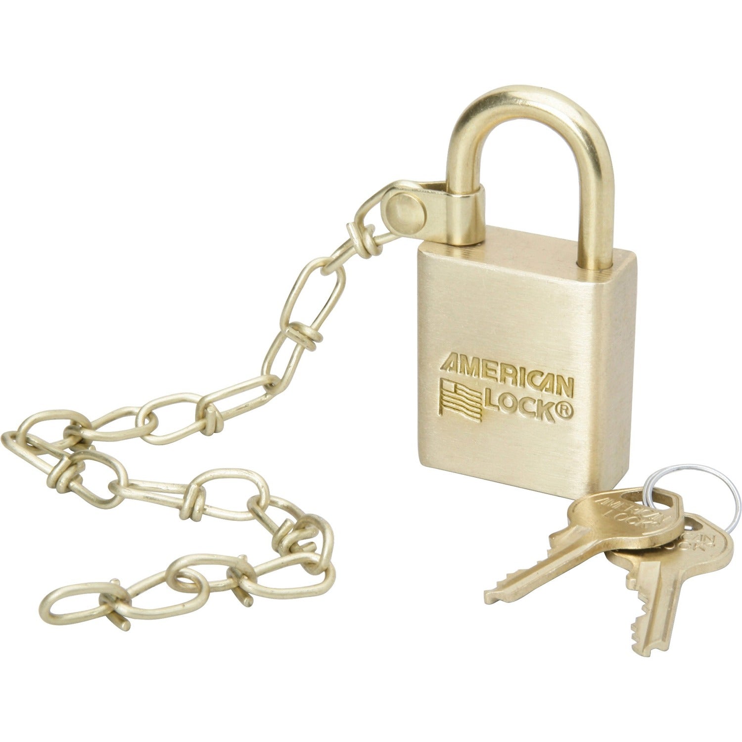 AbilityOne SKILCRAFT Solid Brass Case Padlock with Chain (5881676)