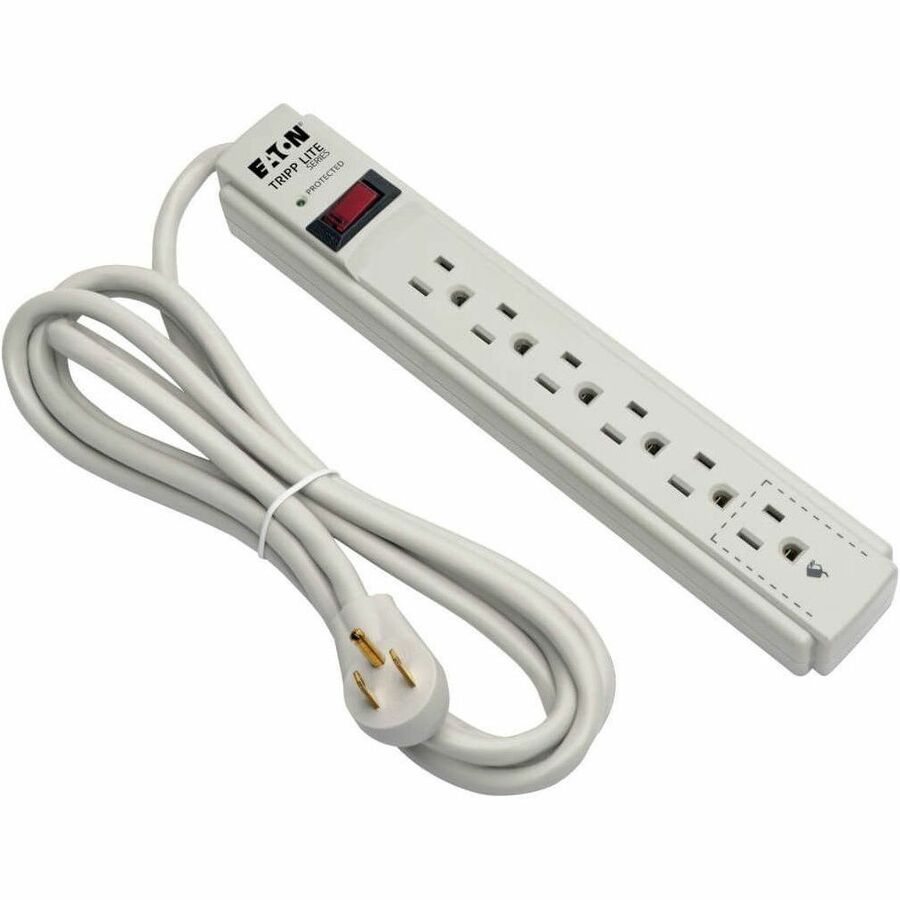 Eaton Tripp Lite Series Protect It! 6-Outlet Surge Protector, 8 ft. (2.43 m) Cord, 990 Joules, Low-Profile Right-Angle 5-15P plug (TLP608)