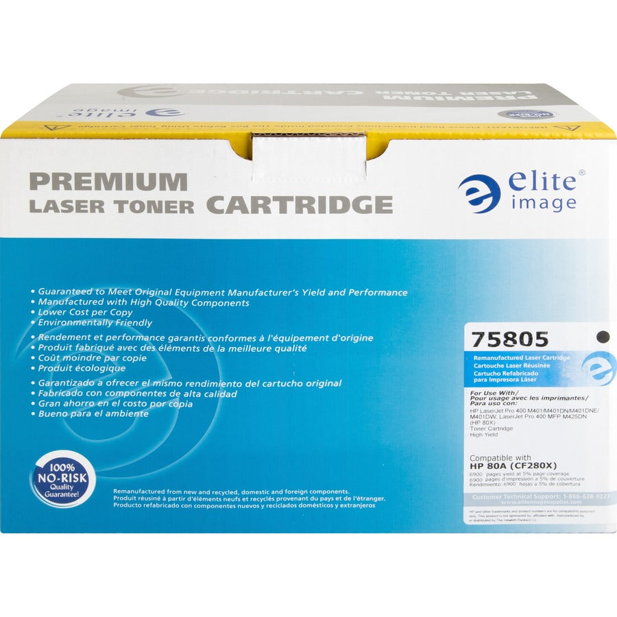 Elite Image Remanufactured High Yield Laser Toner Cartridge - Alternative for HP 80X (CF280X) - Black - 1 Each (75805)