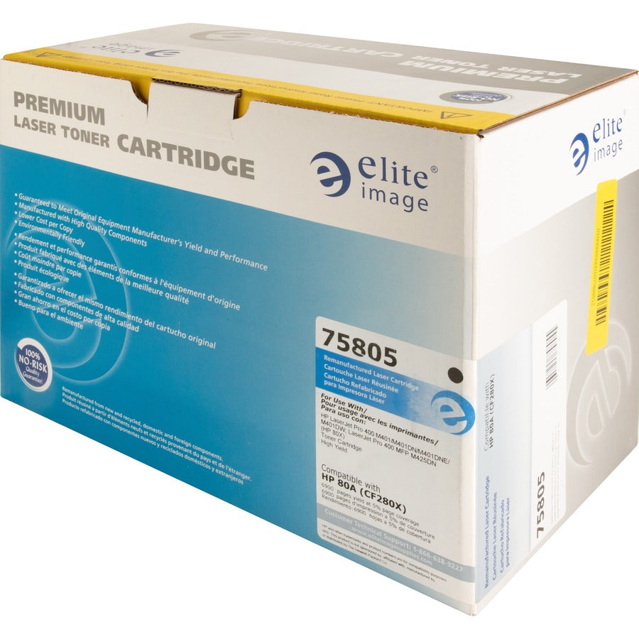 Elite Image Remanufactured High Yield Laser Toner Cartridge - Alternative for HP 80X (CF280X) - Black - 1 Each (75805)