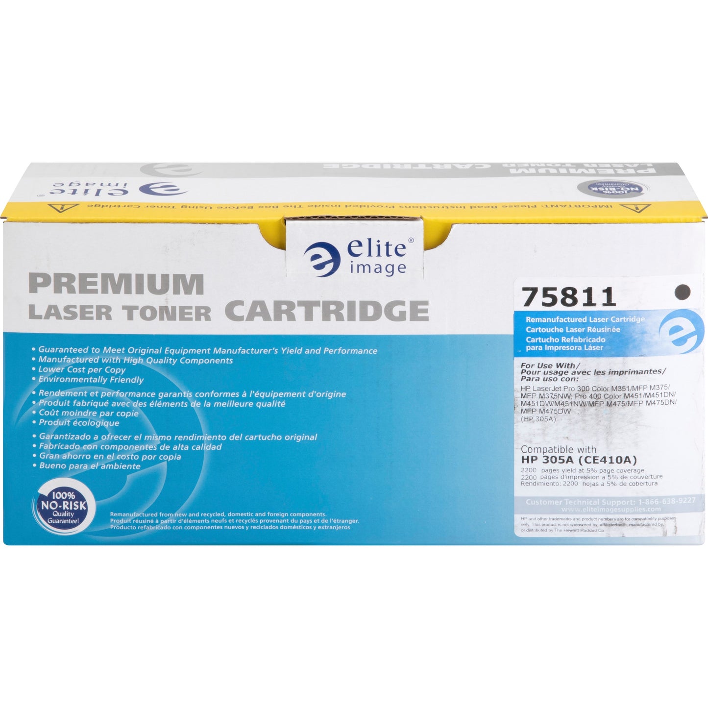 Elite Image Remanufactured Laser Toner Cartridge - Alternative for HP 305A (CE410A) - Black - 1 Each (75811)