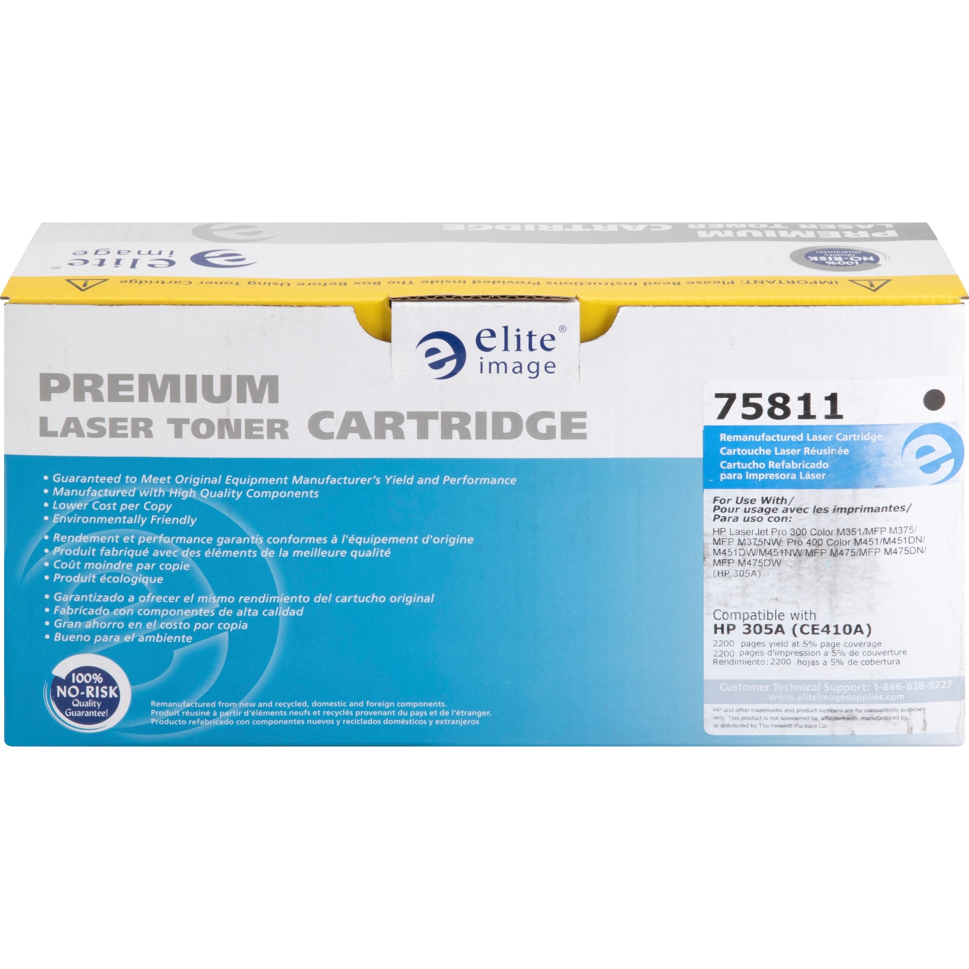Elite Image Remanufactured Laser Toner Cartridge - Alternative for HP 305A (CE410A) - Black - 1 Each (75811)