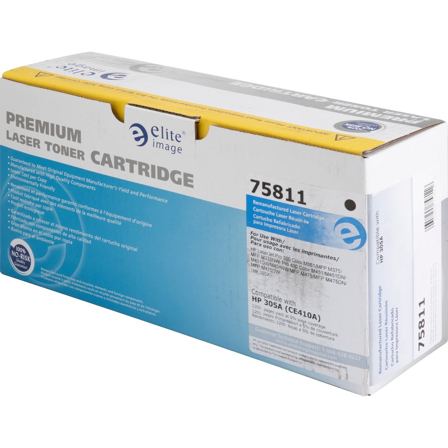 Elite Image Remanufactured Laser Toner Cartridge - Alternative for HP 305A (CE410A) - Black - 1 Each (75811)