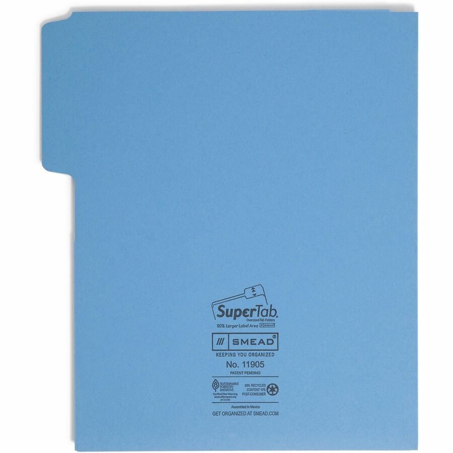 Smead SuperTab 1/3 Tab Cut Letter Recycled Top Tab File Folder (11905)