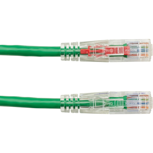 Black Box Cat6 550-mhz Locking Snagless Stranded Ethernet Patch Cable-unshielded (utp), Cm Pvc (rj45 M/m), Green, 10-ft. (3.0-m) (C6PC70GN10)