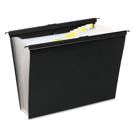 Wilson Jones Slide-Bar Expanding Pocket File, 13 Sections, 15" Capacity, Letter Size, Black (68205)