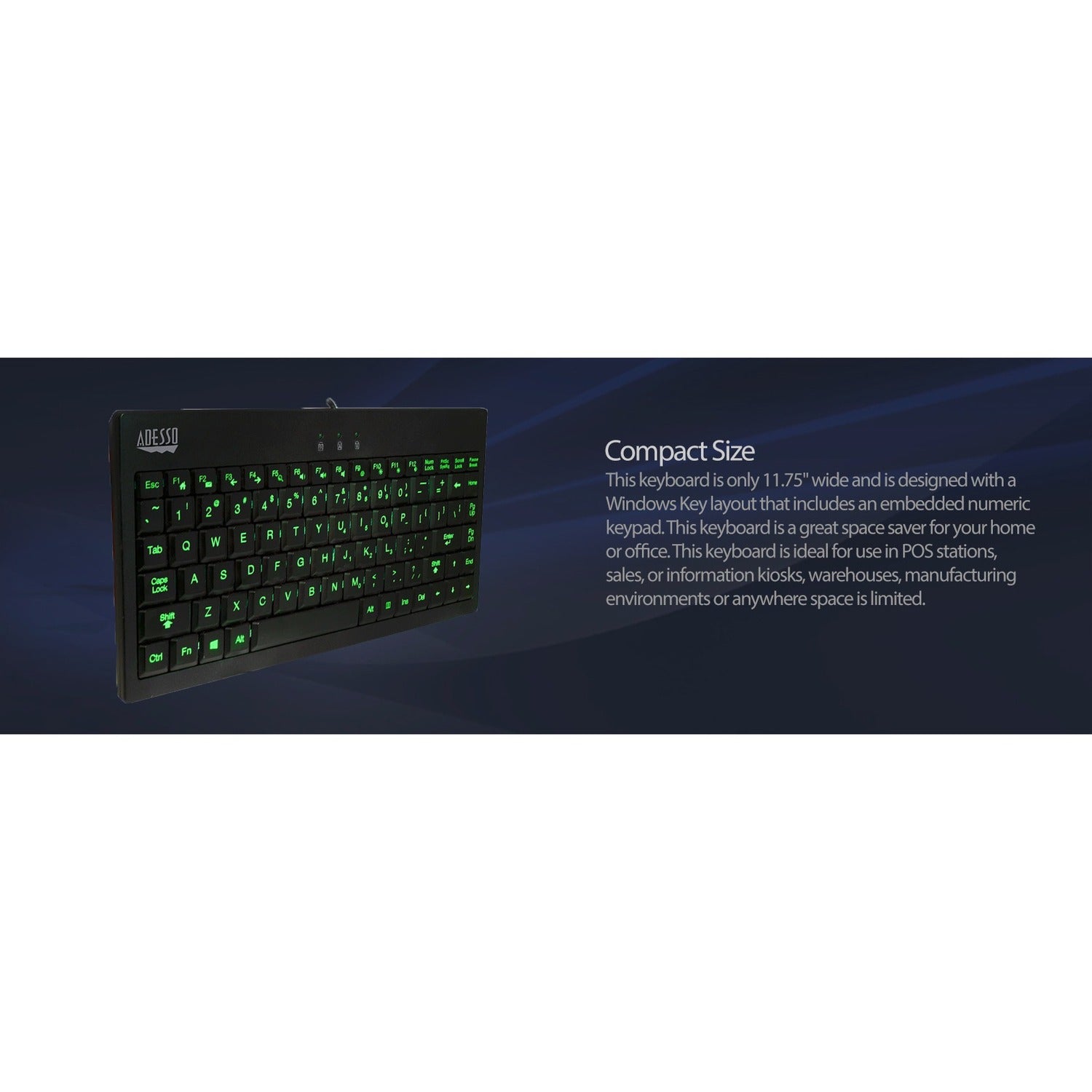 Adesso 3 Colors Illuminated 2x Largeusbkeyboard (AKB110EB)