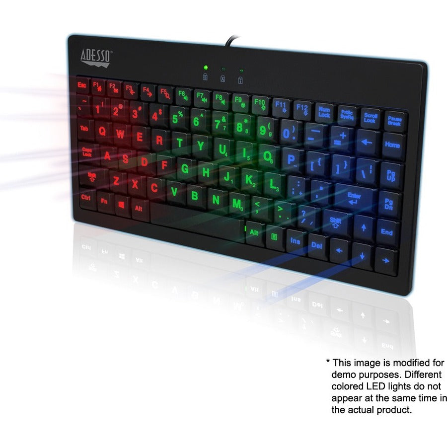 Adesso 3 Colors Illuminated 2x Largeusbkeyboard (AKB110EB)