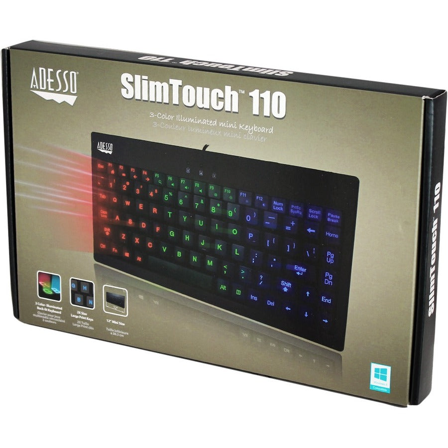 Adesso 3 Colors Illuminated 2x Largeusbkeyboard (AKB110EB)