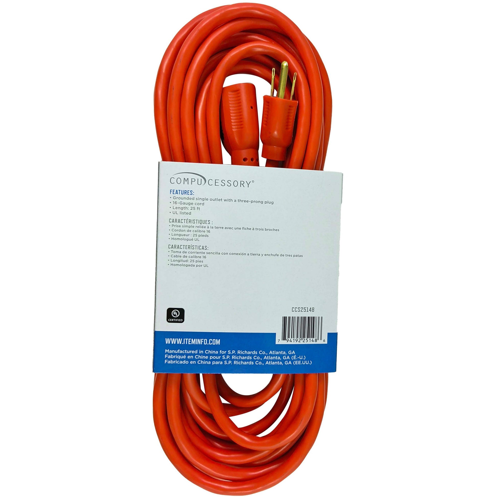 Compucessory Heavy-duty Indoor/Outdoor Extension Cord (25148)