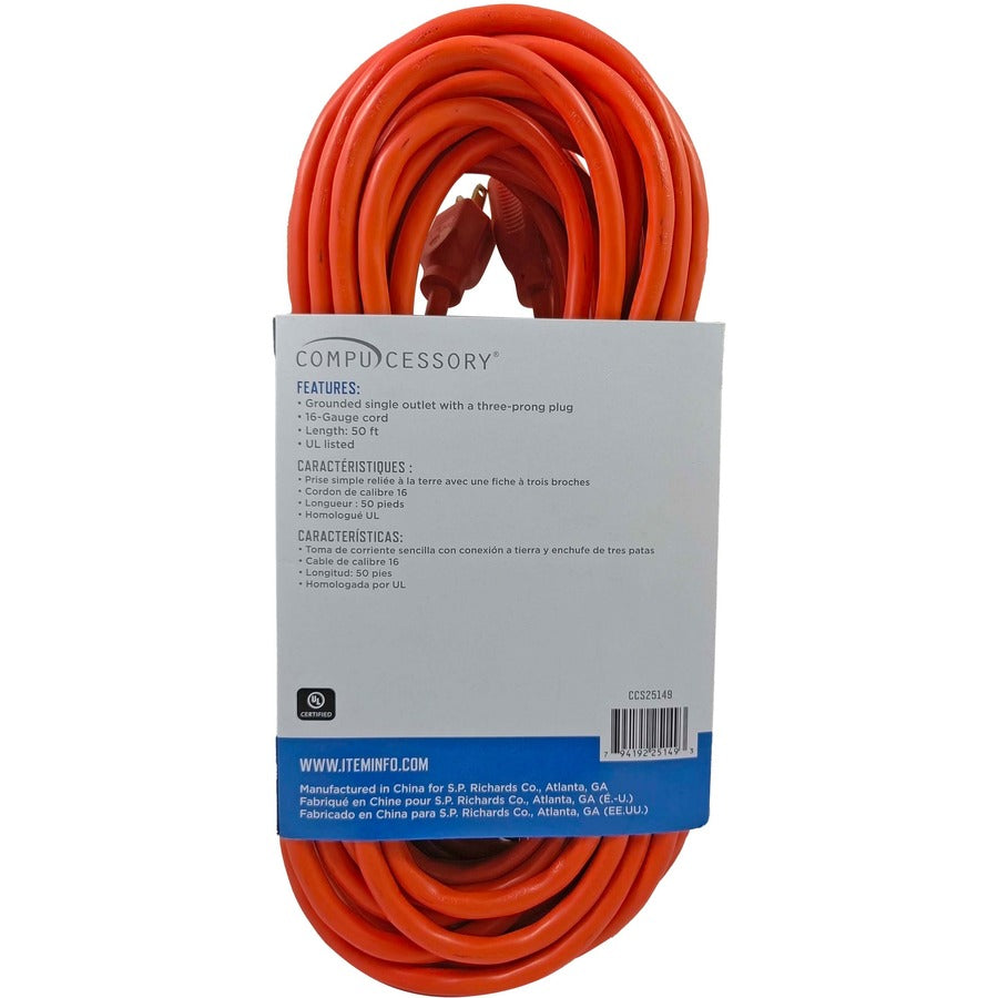 Compucessory Heavy-duty Indoor/Outdoor Extension Cord (25149)