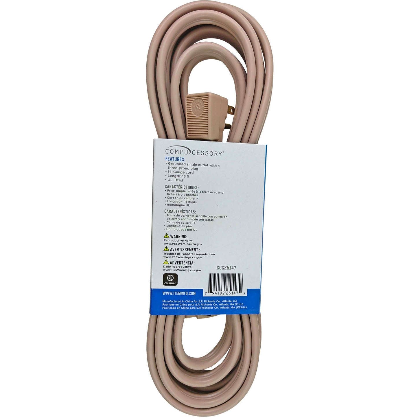 Compucessory Heavy Duty Indoor Extension Cord (25147)