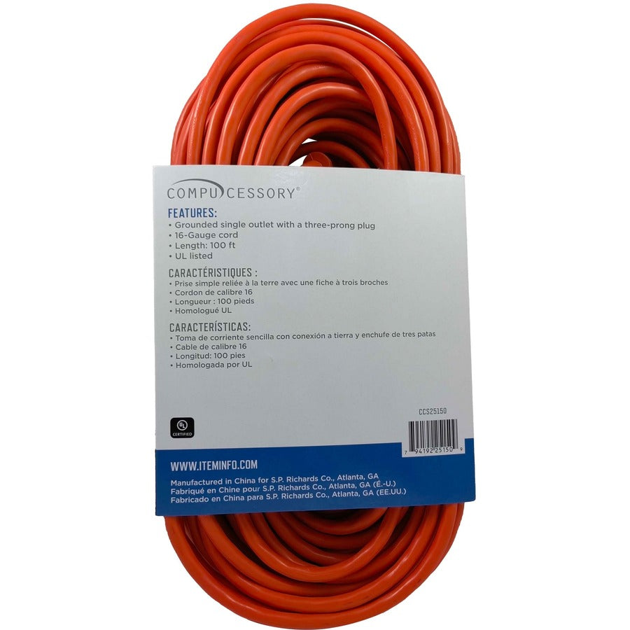 Compucessory Heavy-duty Indoor/Outdoor Extension Cord (25150)