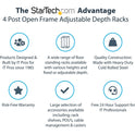 StarTech 12u 19in Open Frame Server Rack 22-40in (4POSTRACK12U)