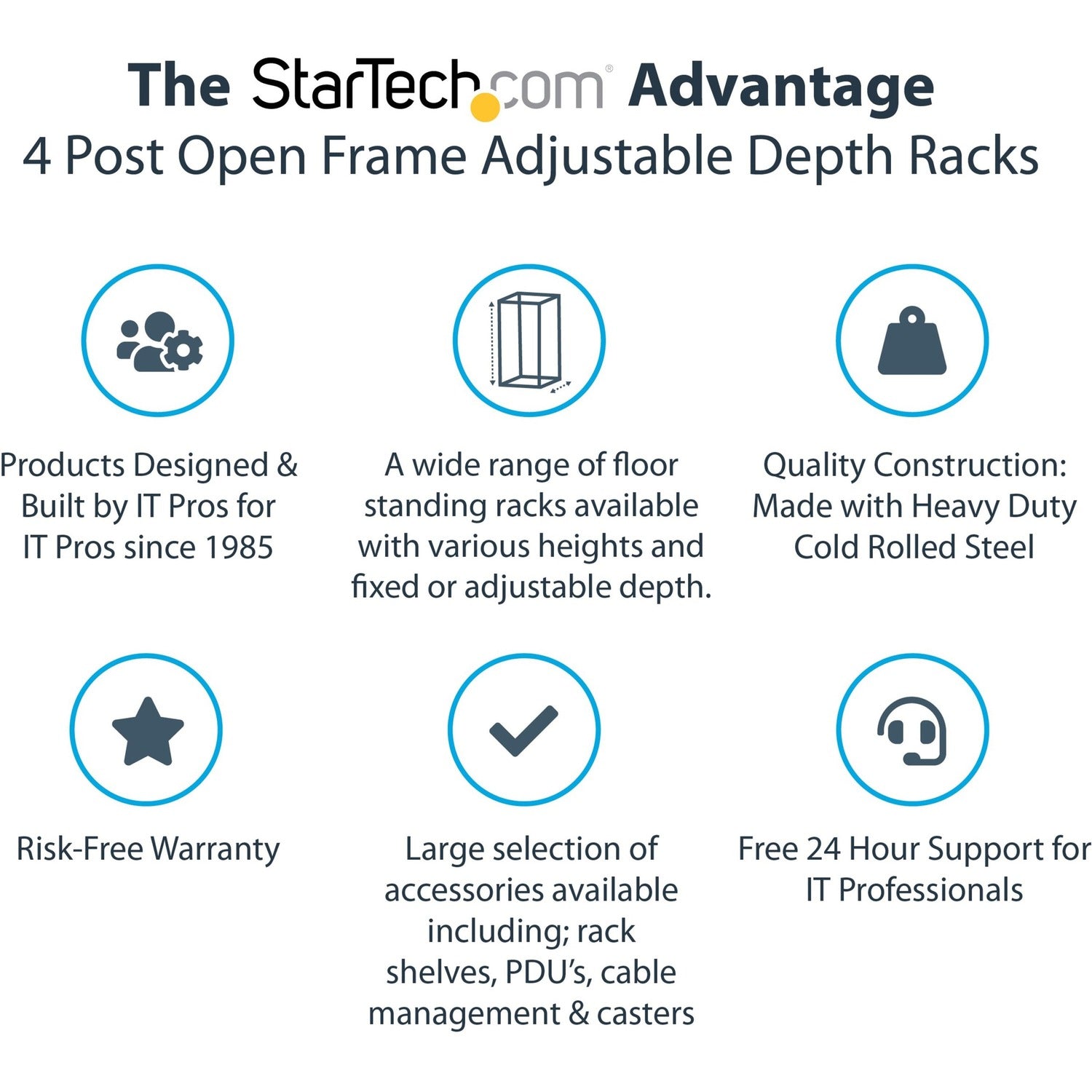 StarTech 12u 19in Open Frame Server Rack 22-40in (4POSTRACK12U)