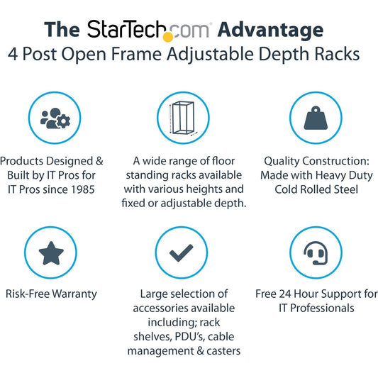 StarTech 12u 19in Open Frame Server Rack 22-40in (4POSTRACK12U)
