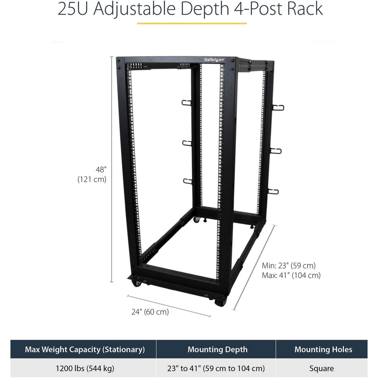 StarTech 25u Adjustable Depth 4 Post Server Rack (4POSTRACK25U)