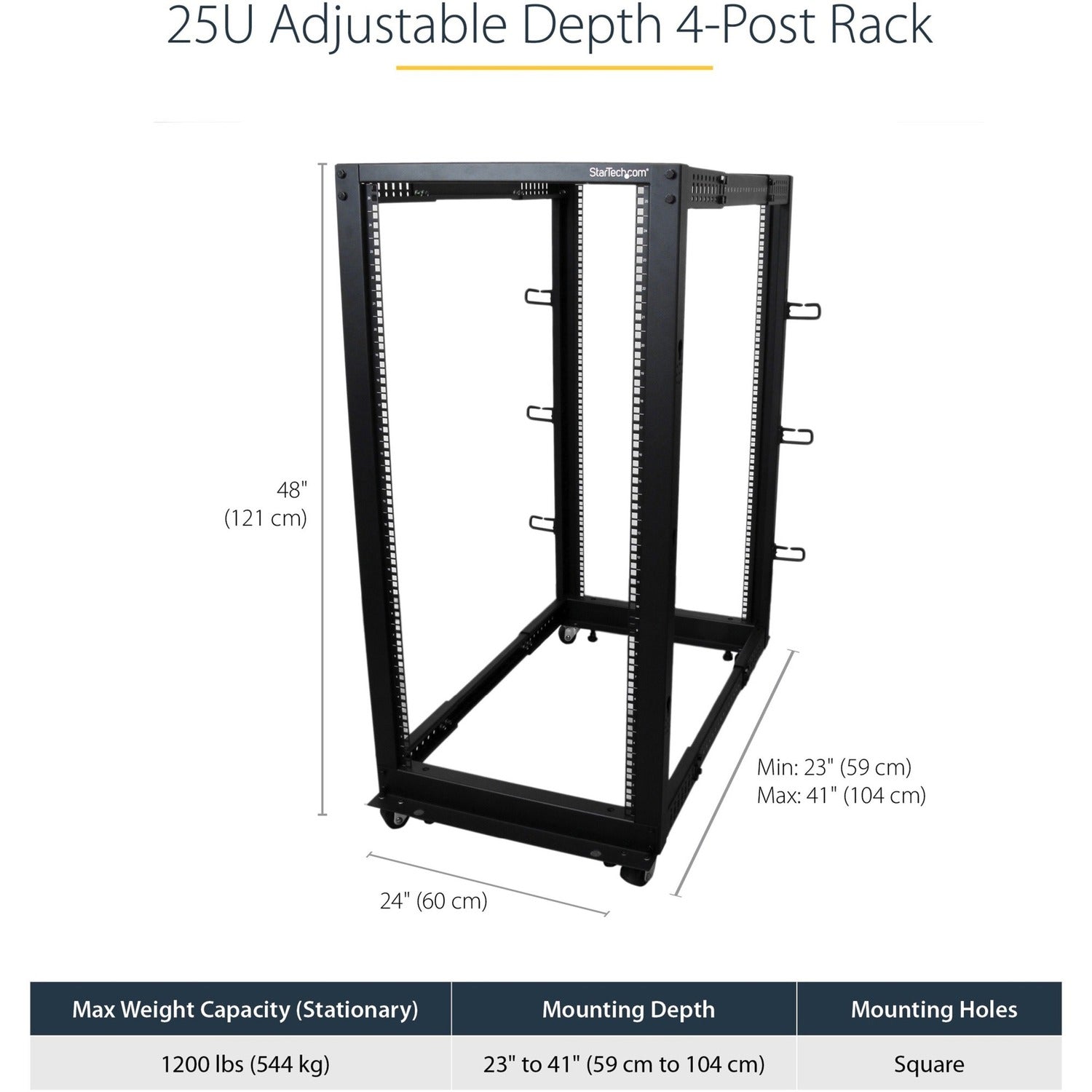 StarTech 25u Adjustable Depth 4 Post Server Rack (4POSTRACK25U)
