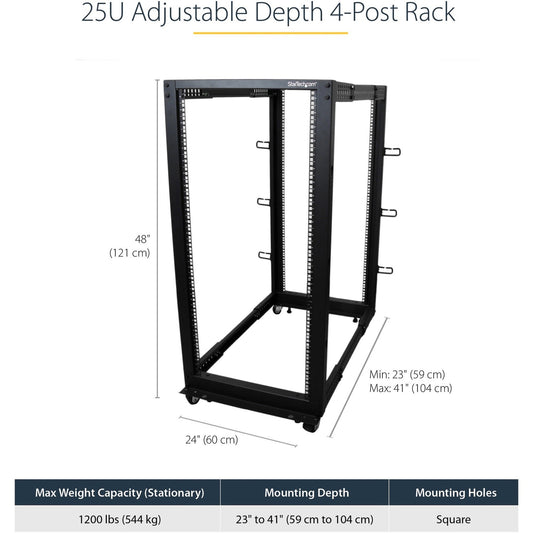 StarTech 25u Adjustable Depth 4 Post Server Rack (4POSTRACK25U)