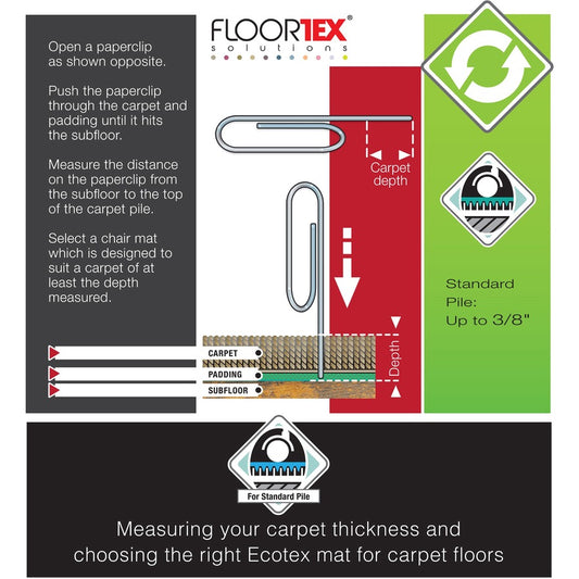  Enhanced Polymer Rectangular Chair Mat for Carpets up to 3/8" - 36" x 48" (ECO113648EP)