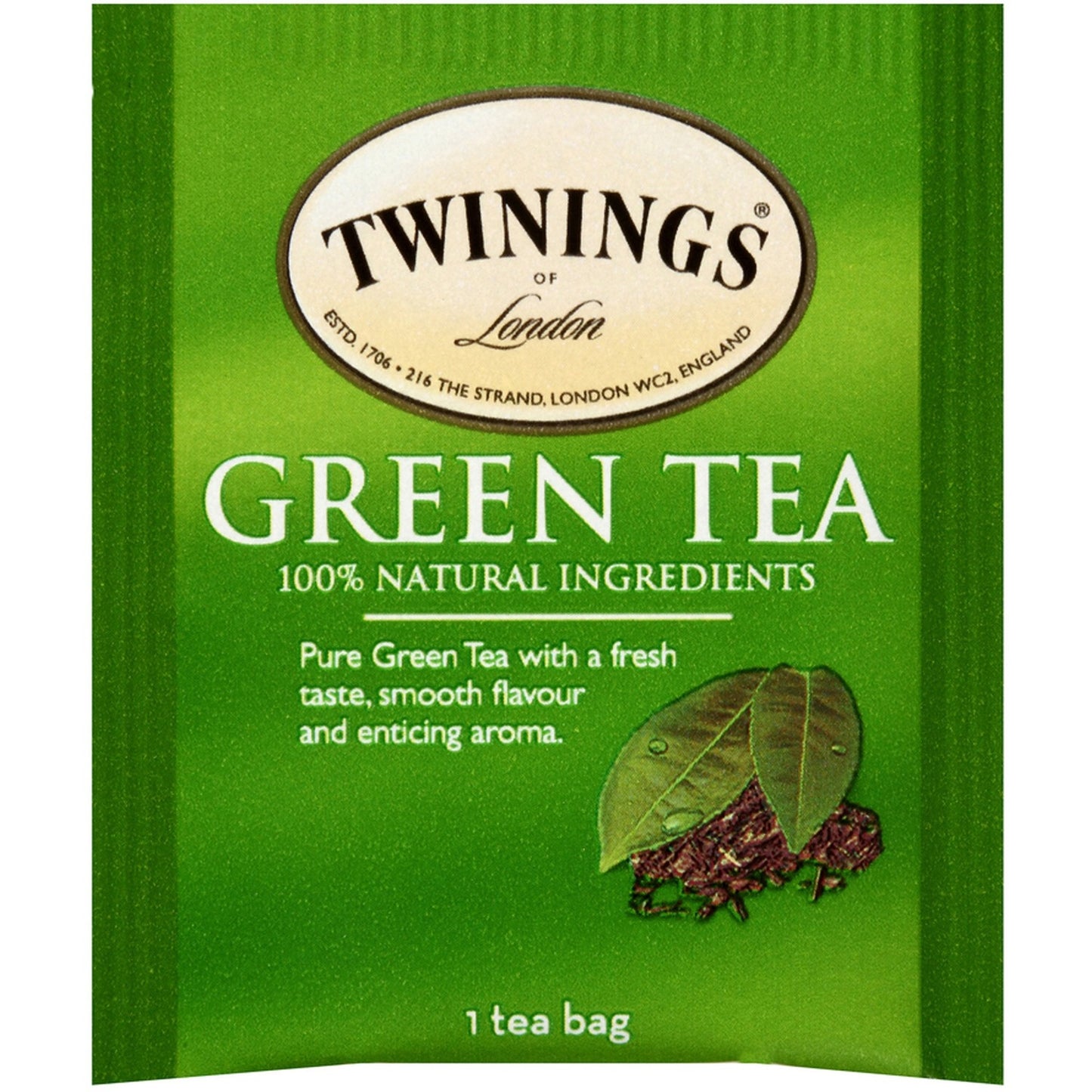 TWININGS Tea Bags, Green, 1.76 oz, 25/Box (09187)
